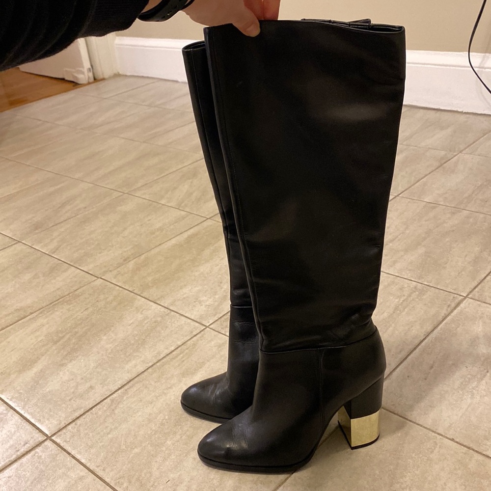 Aldo tall boots size 9 black and gold
